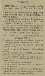 Programme de la pastorale Jeanne d'Arc de Tardets