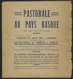 1951 - pastorale Robert le diable -Programme Mauléon