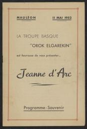 Programme de la pastorale Jeanne d'Arc